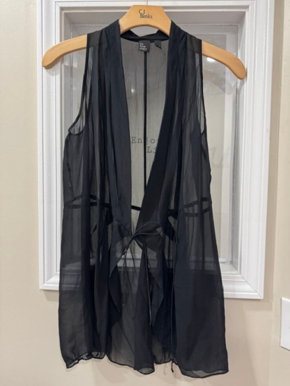 EILEEN FISHER Black Sheer Sleeveless Top